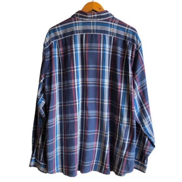 Eddie Bauer Men’s Button Up Plaid Shirt XXL Deep Indigo Long Sleeve NWT … - Picture 7 of 12